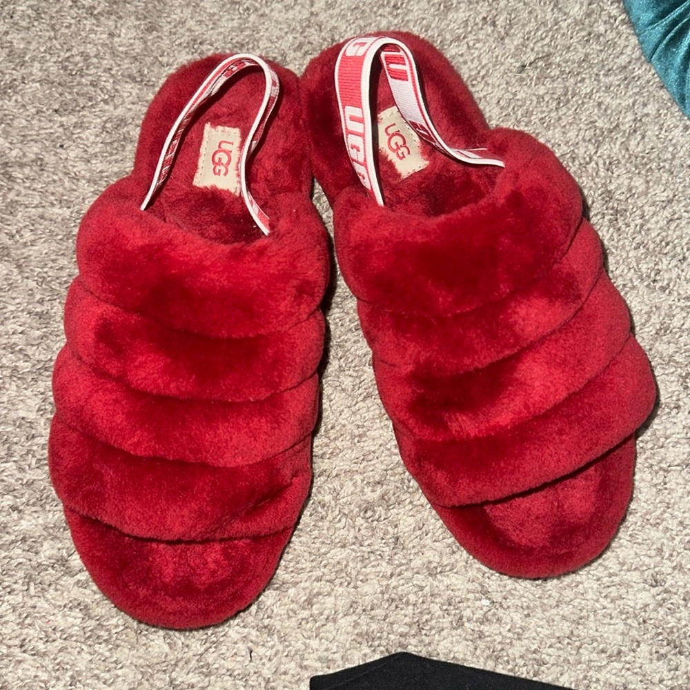 Red Ugg slides
